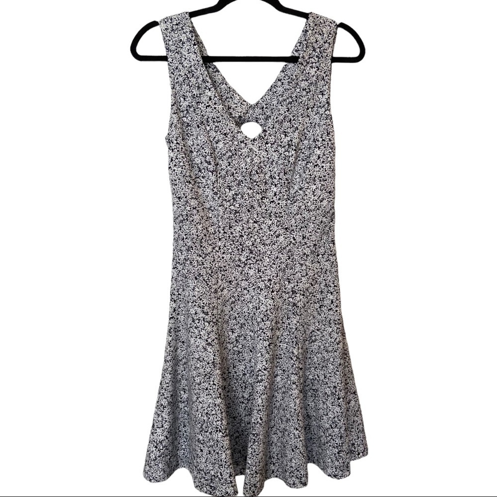 Michael Michael Kors Black White Floral Open Back Sleeveless Skater Dress 4629